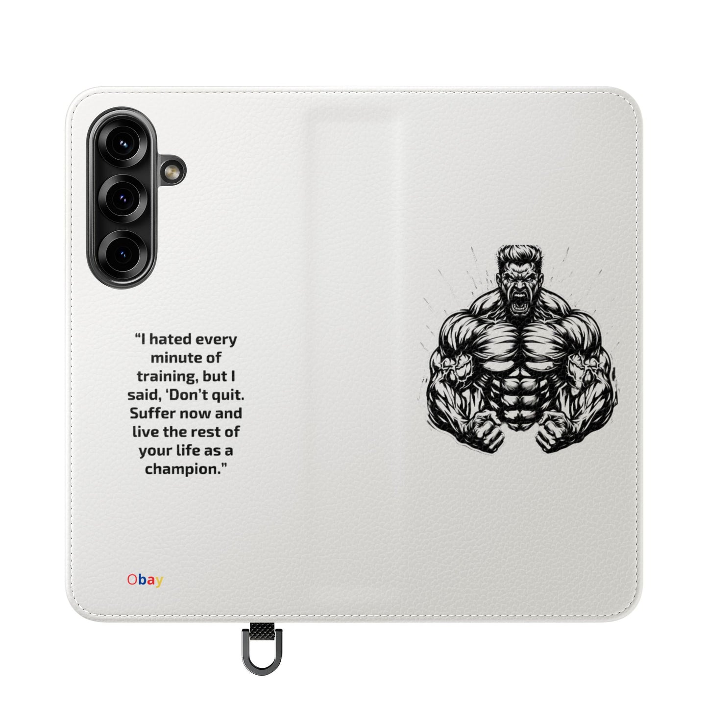 Champion's Motivational iPhone Flip Case | Inspirational Quote Phone Accessory for Fitness Enthusiasts