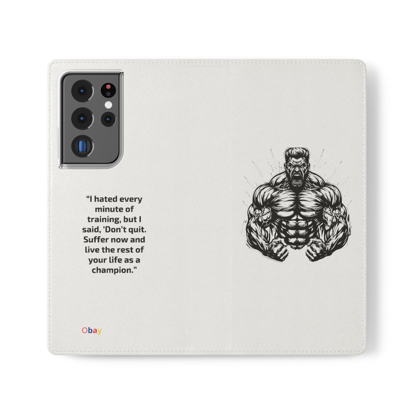 Champion's Motivational iPhone Flip Case | Inspirational Quote Phone Accessory for Fitness Enthusiasts