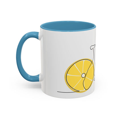 Lemon Bicycle Mug - Whimsical Coffee Cup with Black Handle