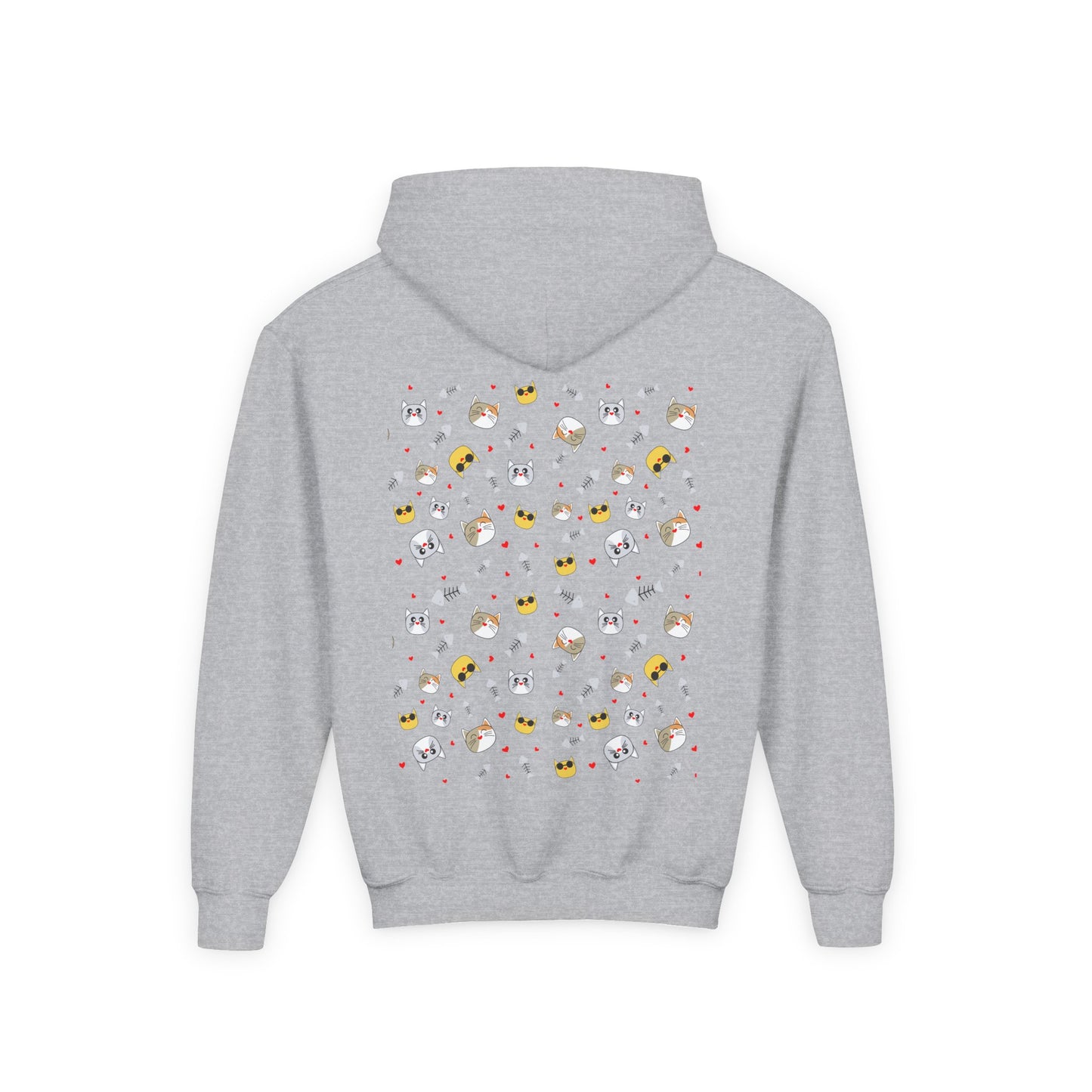 Adorable Cat Print Youth Hoodie - Perfect Gift for Young Cat Lovers!