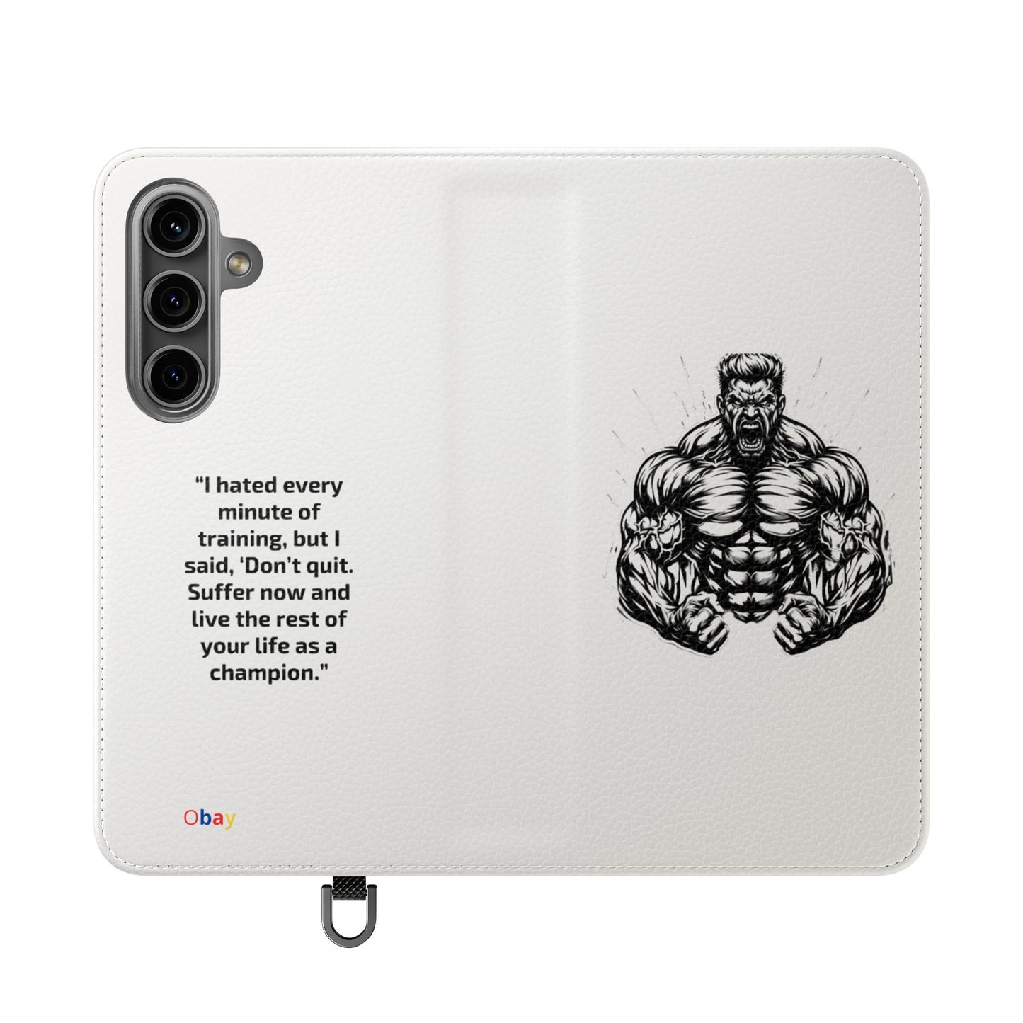Champion's Motivational iPhone Flip Case | Inspirational Quote Phone Accessory for Fitness Enthusiasts