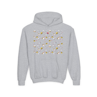 Adorable Cat Print Youth Hoodie - Perfect Gift for Young Cat Lovers!