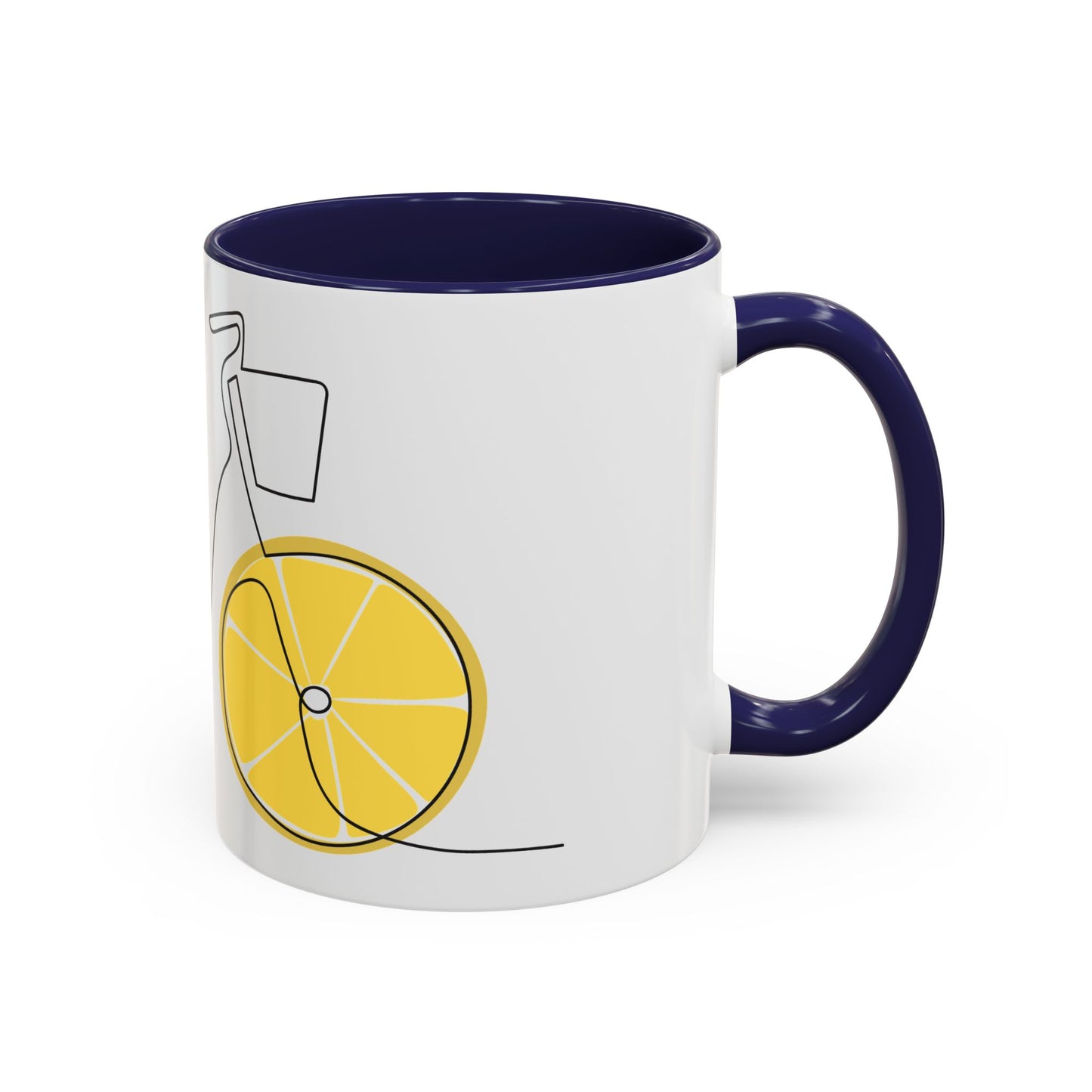 Lemon Bicycle Mug - Whimsical Coffee Cup with Black Handle