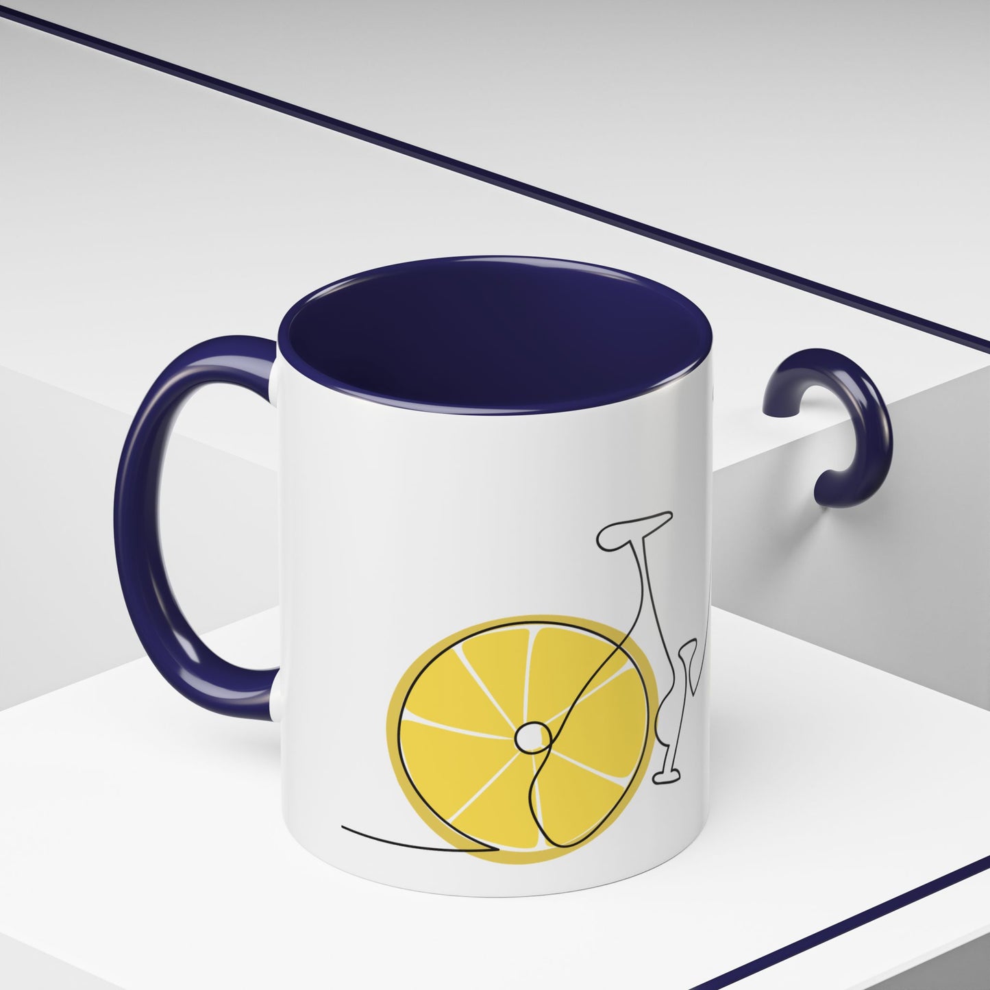 Lemon Bicycle Mug - Whimsical Coffee Cup with Black Handle