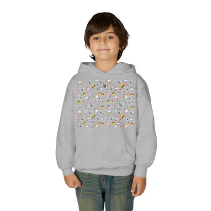 Adorable Cat Print Youth Hoodie - Perfect Gift for Young Cat Lovers!