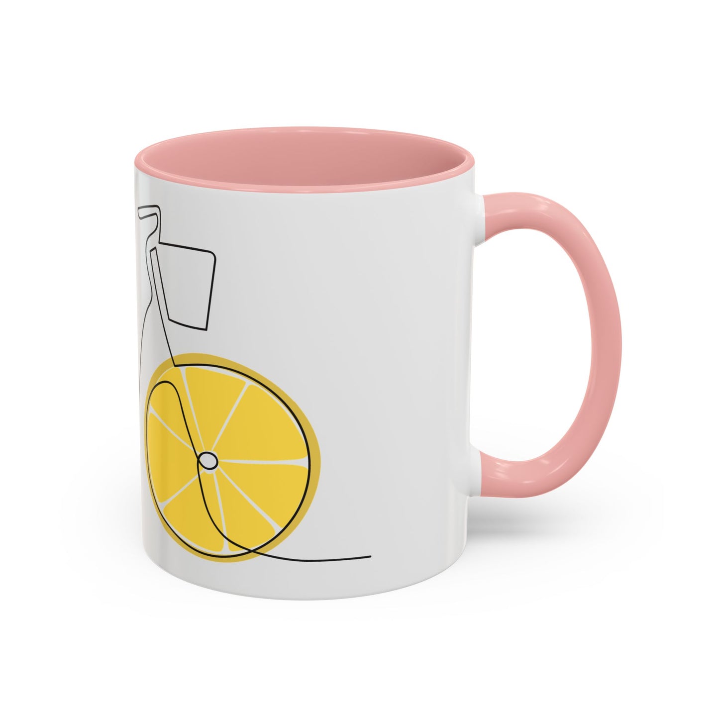 Lemon Bicycle Mug - Whimsical Coffee Cup with Black Handle