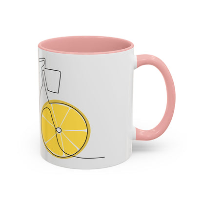 Lemon Bicycle Mug - Whimsical Coffee Cup with Black Handle