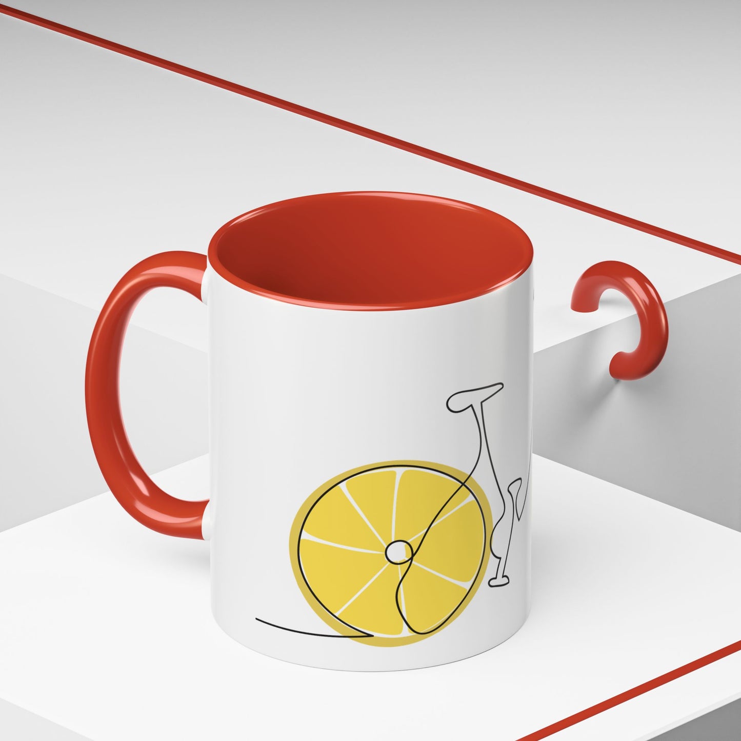 Lemon Bicycle Mug - Whimsical Coffee Cup with Black Handle