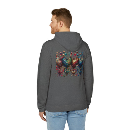 Vibrant Heart Print Hoodie - Cozy Unisex Fleece for Every Adventure