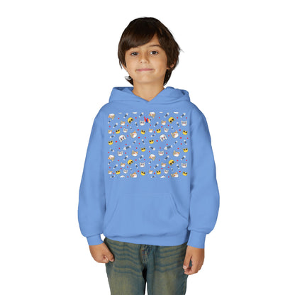 Adorable Cat Print Youth Hoodie - Perfect Gift for Young Cat Lovers!