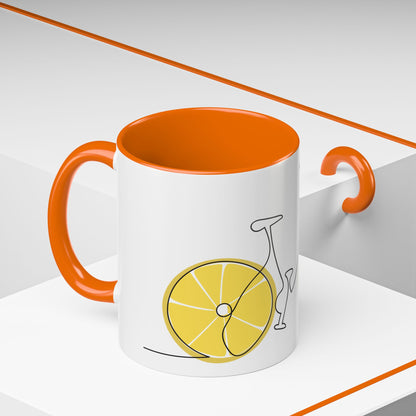 Lemon Bicycle Mug - Whimsical Coffee Cup with Black Handle