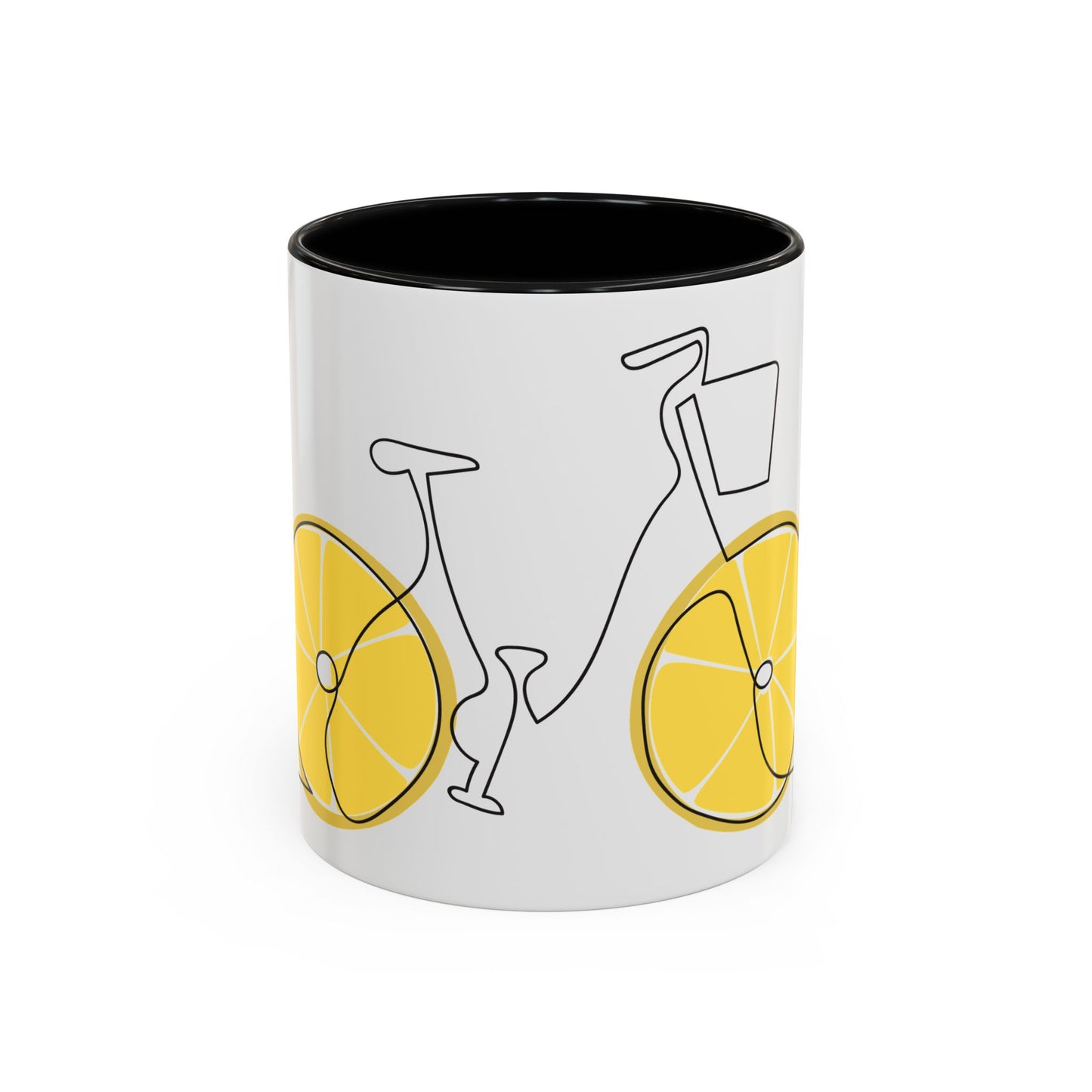 Lemon Bicycle Mug - Whimsical Coffee Cup with Black Handle
