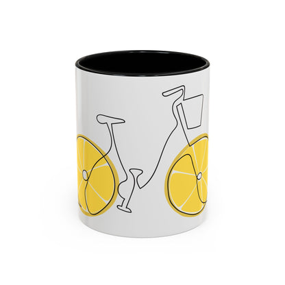 Lemon Bicycle Mug - Whimsical Coffee Cup with Black Handle
