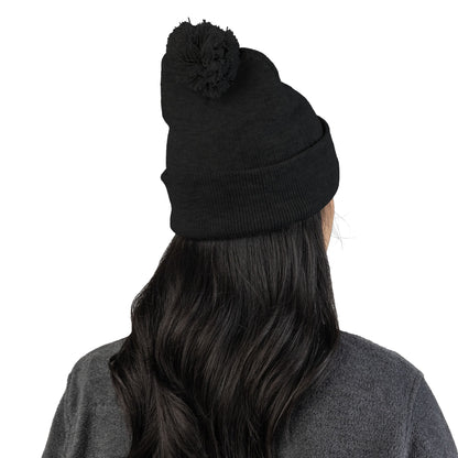 Premium Embroidered Pom-Pom Winter Beanie - Cozy Knit Cap for Ultimate Warmth & Style