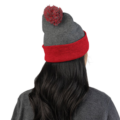 Premium Embroidered Pom-Pom Winter Beanie - Cozy Knit Cap for Ultimate Warmth & Style