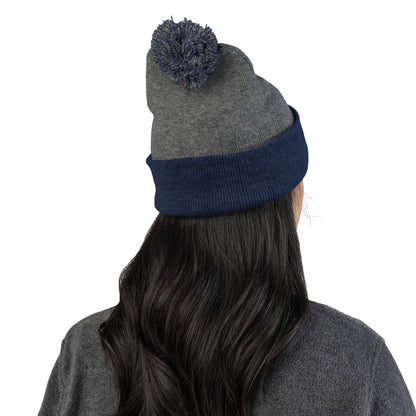 Premium Embroidered Pom-Pom Winter Beanie - Cozy Knit Cap for Ultimate Warmth & Style