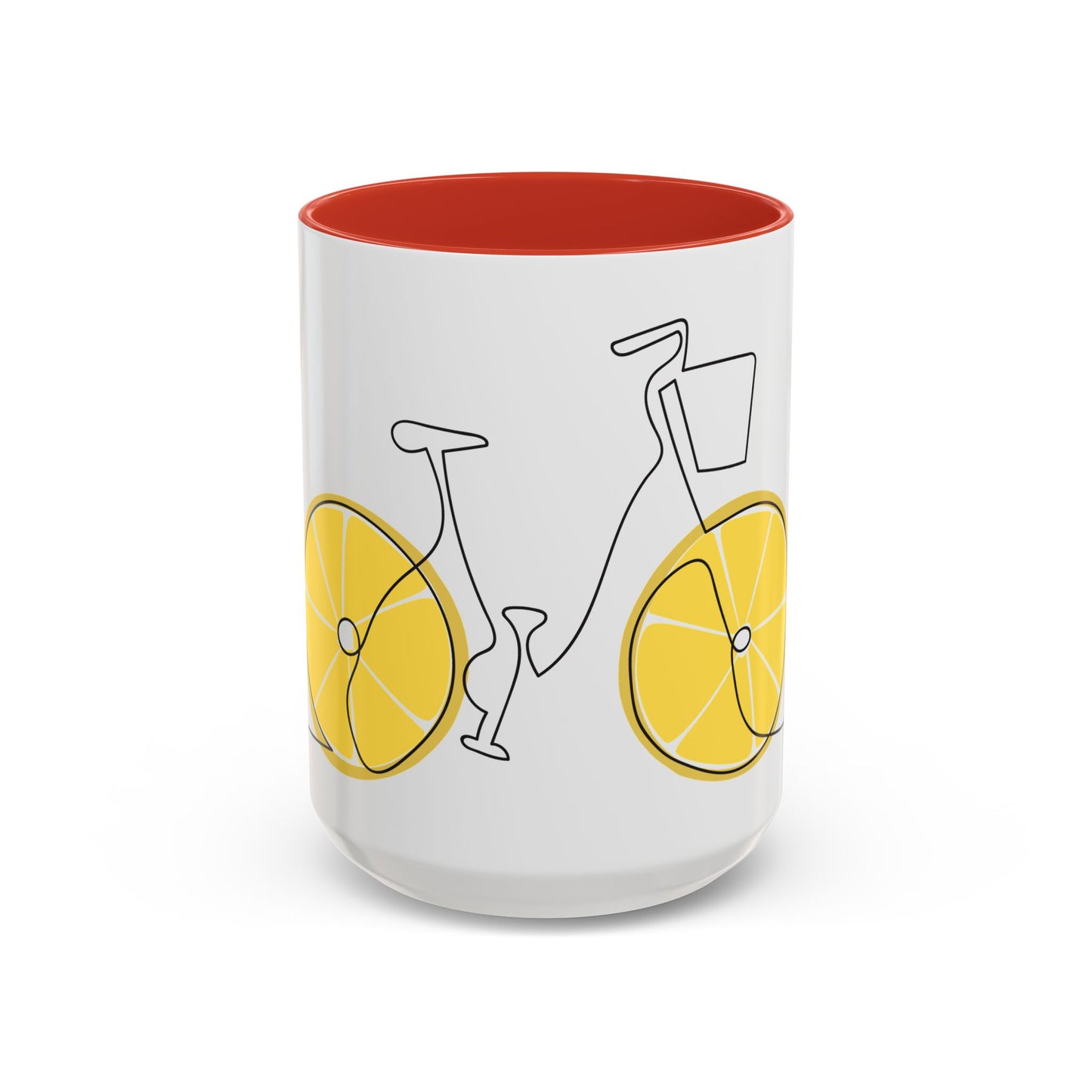 Lemon Bicycle Mug - Whimsical Coffee Cup with Black Handle