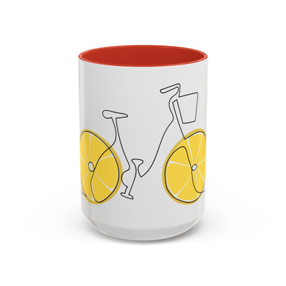 Lemon Bicycle Mug - Whimsical Coffee Cup with Black Handle