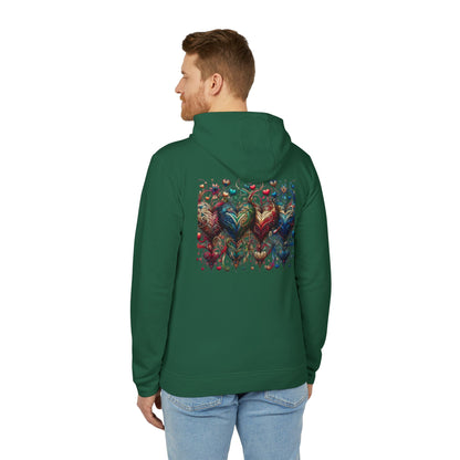 Vibrant Heart Print Hoodie - Cozy Unisex Fleece for Every Adventure