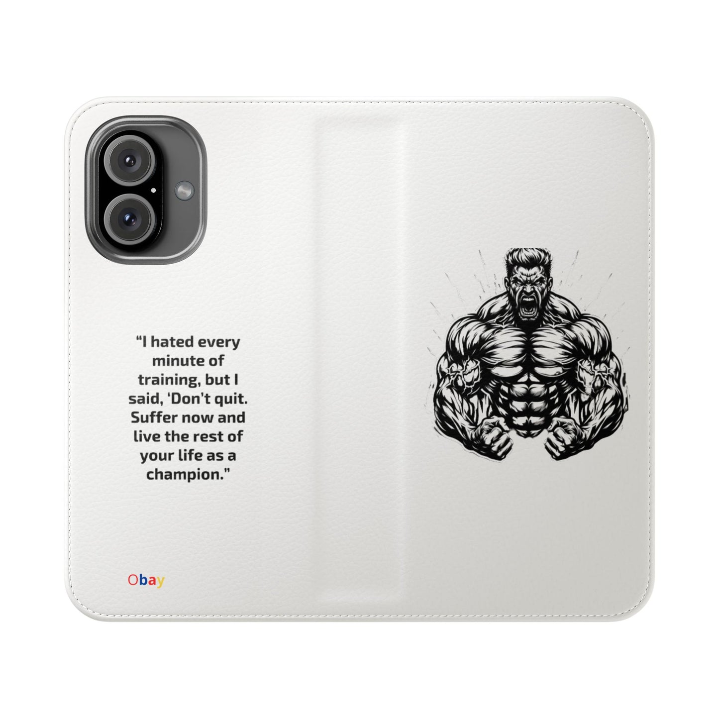 Champion's Motivational iPhone Flip Case | Inspirational Quote Phone Accessory for Fitness Enthusiasts