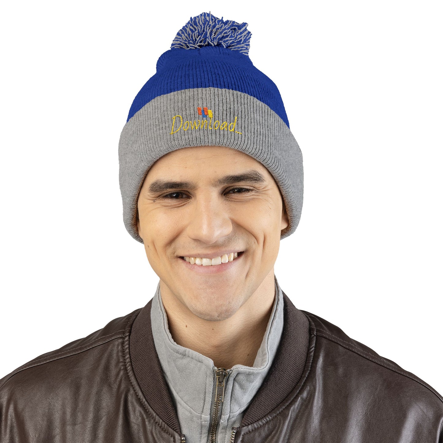 Premium Embroidered Pom-Pom Winter Beanie - Cozy Knit Cap for Ultimate Warmth & Style