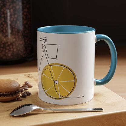 Lemon Bicycle Mug - Whimsical Coffee Cup with Black Handle