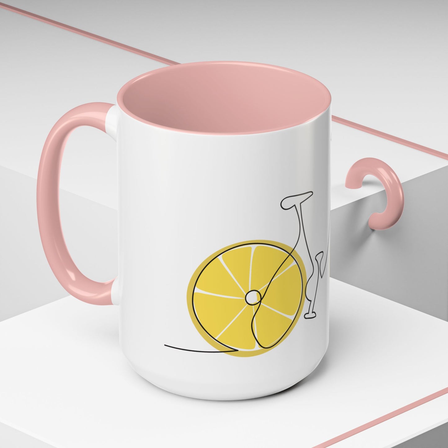 Lemon Bicycle Mug - Whimsical Coffee Cup with Black Handle