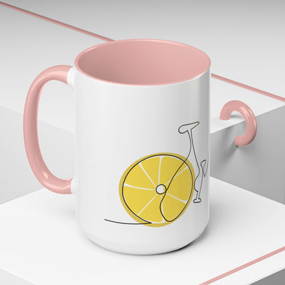 Lemon Bicycle Mug - Whimsical Coffee Cup with Black Handle