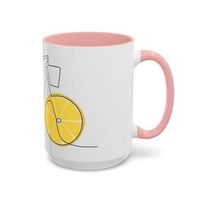 Lemon Bicycle Mug - Whimsical Coffee Cup with Black Handle