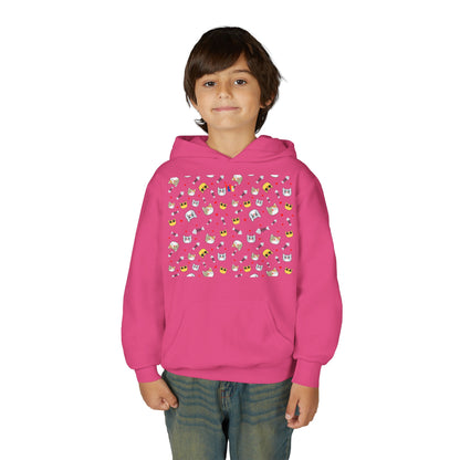 Adorable Cat Print Youth Hoodie - Perfect Gift for Young Cat Lovers!