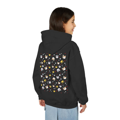 Adorable Cat Print Youth Hoodie - Perfect Gift for Young Cat Lovers!