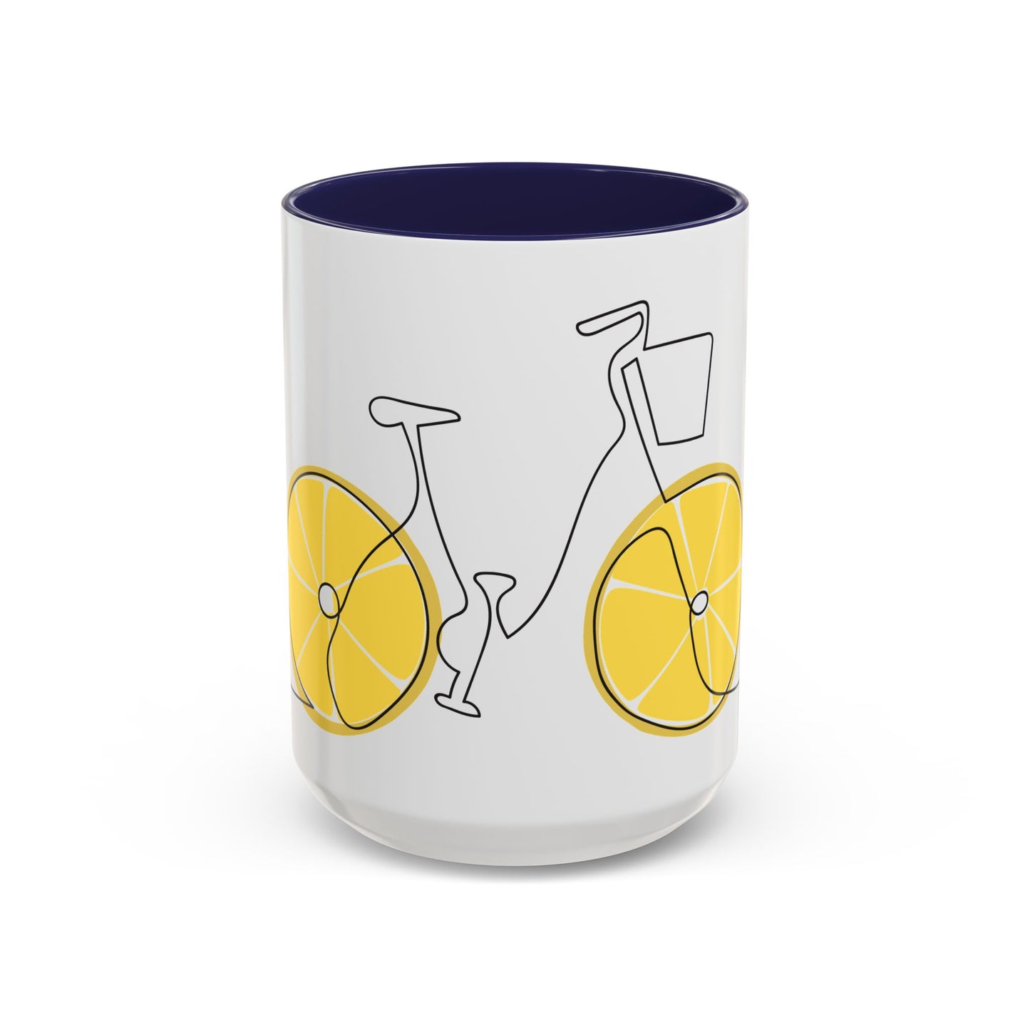 Lemon Bicycle Mug - Whimsical Coffee Cup with Black Handle
