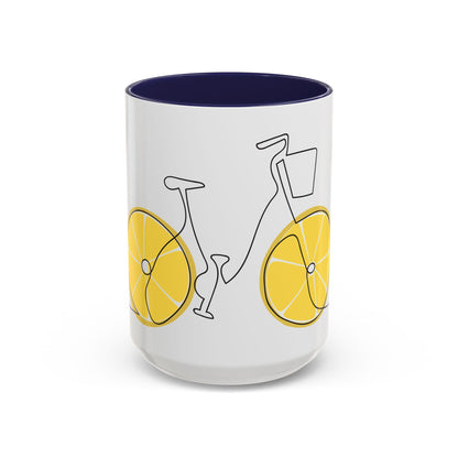 Lemon Bicycle Mug - Whimsical Coffee Cup with Black Handle