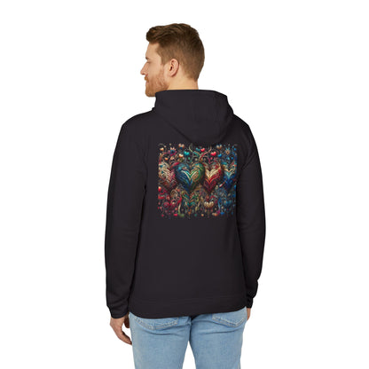 Vibrant Heart Print Hoodie - Cozy Unisex Fleece for Every Adventure