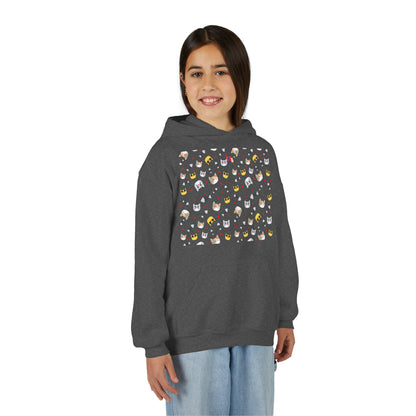 Adorable Cat Print Youth Hoodie - Perfect Gift for Young Cat Lovers!