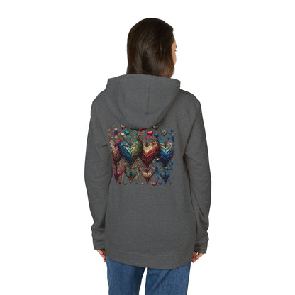 Vibrant Heart Print Hoodie - Cozy Unisex Fleece for Every Adventure