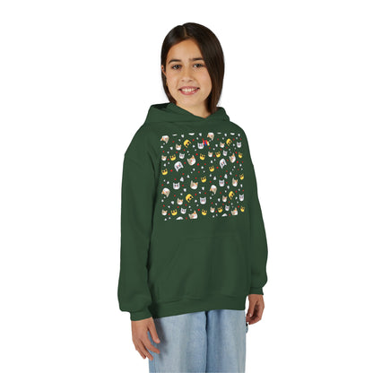 Adorable Cat Print Youth Hoodie - Perfect Gift for Young Cat Lovers!