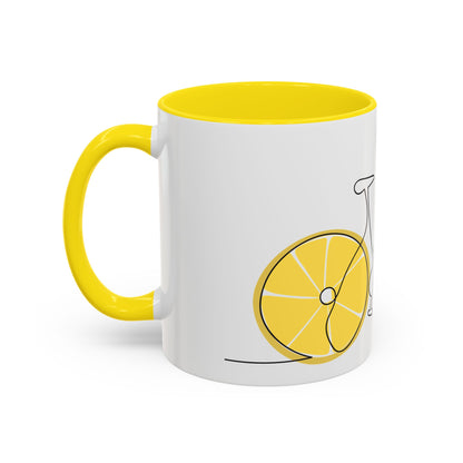 Lemon Bicycle Mug - Whimsical Coffee Cup with Black Handle