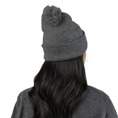 Premium Embroidered Pom-Pom Winter Beanie - Cozy Knit Cap for Ultimate Warmth & Style