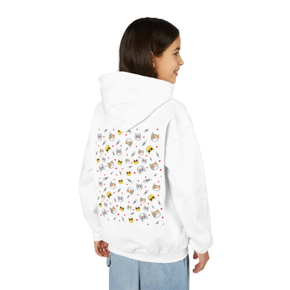 Adorable Cat Print Youth Hoodie - Perfect Gift for Young Cat Lovers!