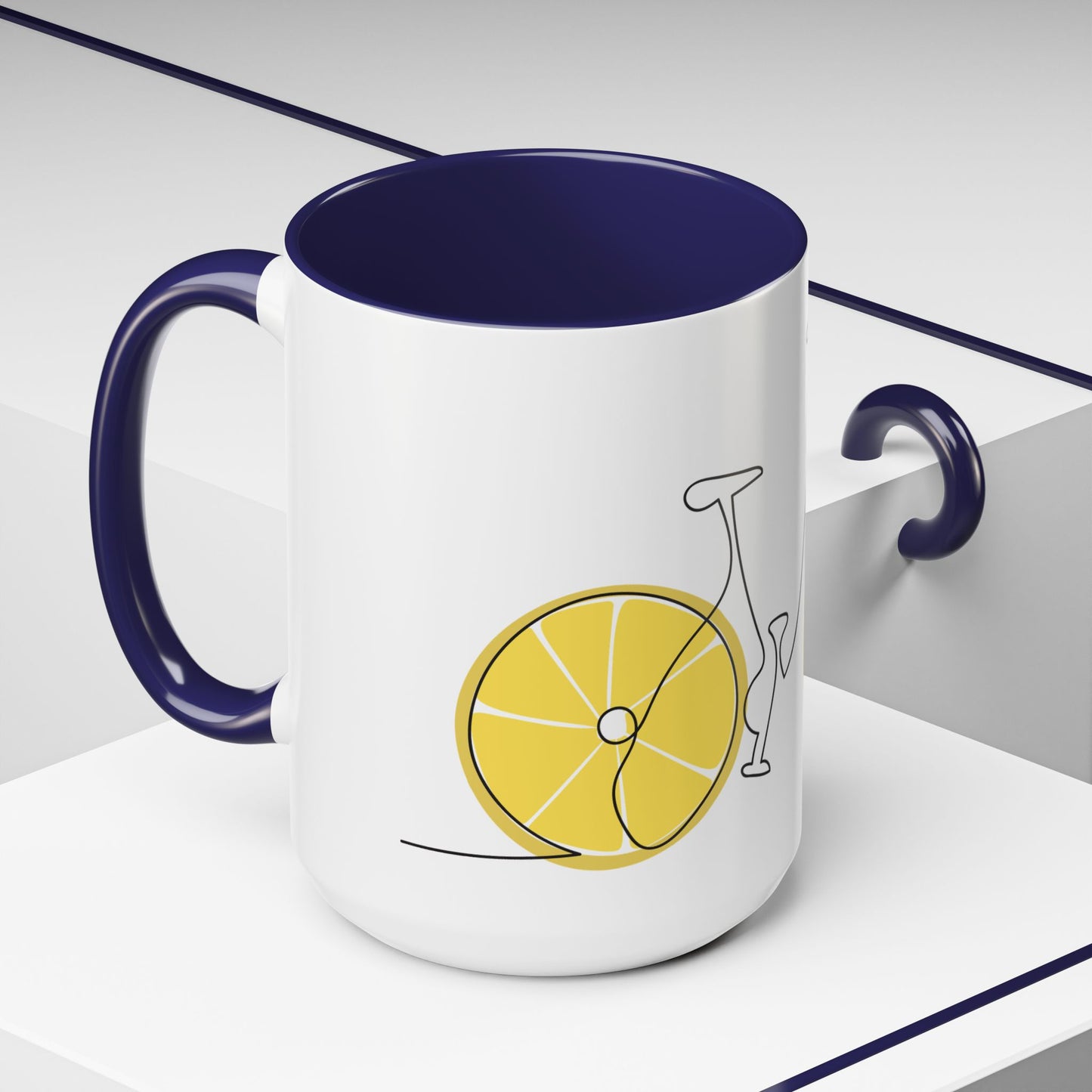 Lemon Bicycle Mug - Whimsical Coffee Cup with Black Handle