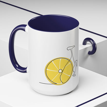 Lemon Bicycle Mug - Whimsical Coffee Cup with Black Handle