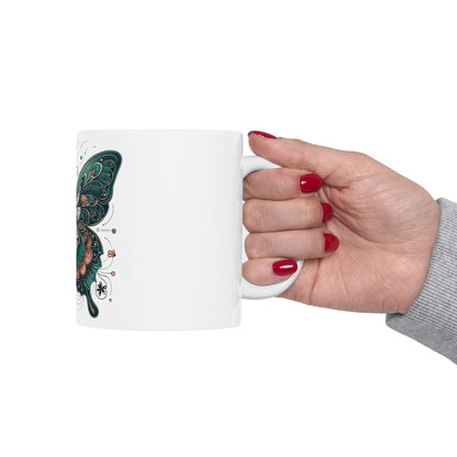 Obay Butterfly Ceramic Mug - Stunning Teal Design for Nature Lovers & Tea Enthusiasts