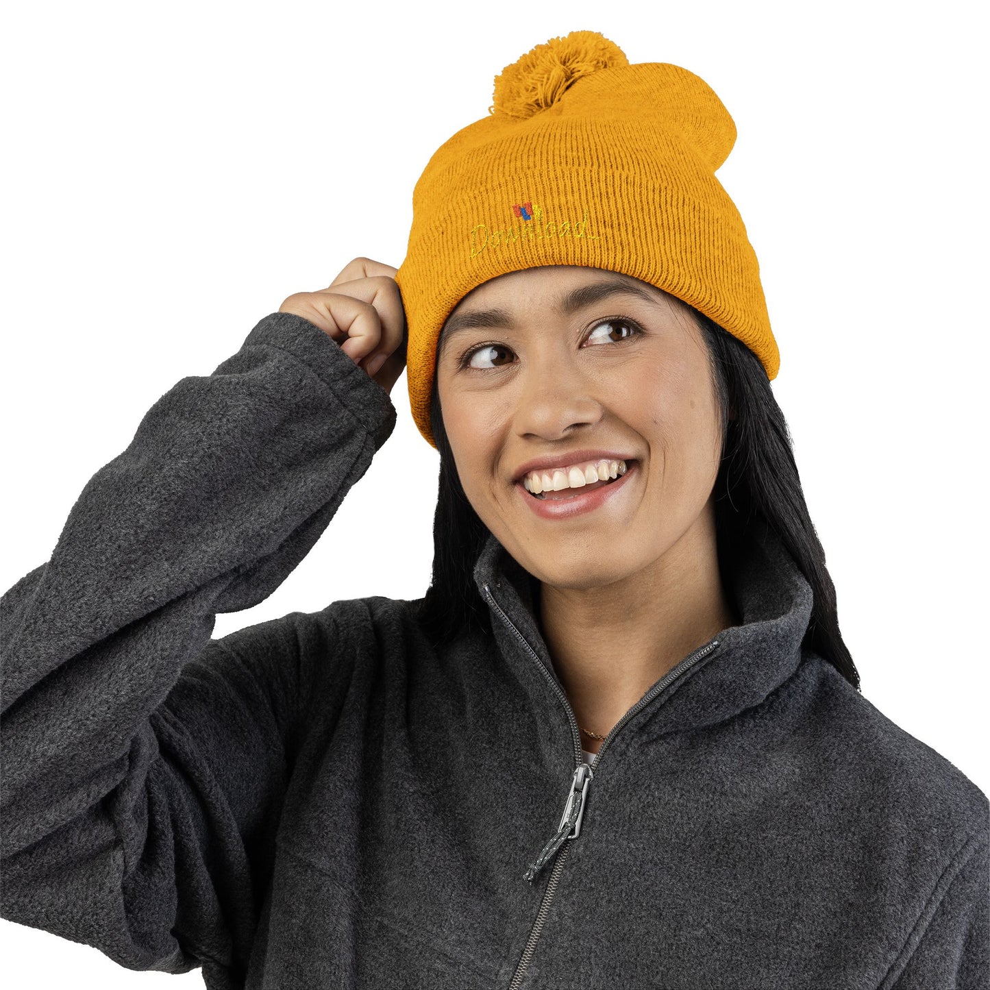 Premium Embroidered Pom-Pom Winter Beanie - Cozy Knit Cap for Ultimate Warmth & Style