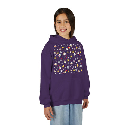 Adorable Cat Print Youth Hoodie - Perfect Gift for Young Cat Lovers!