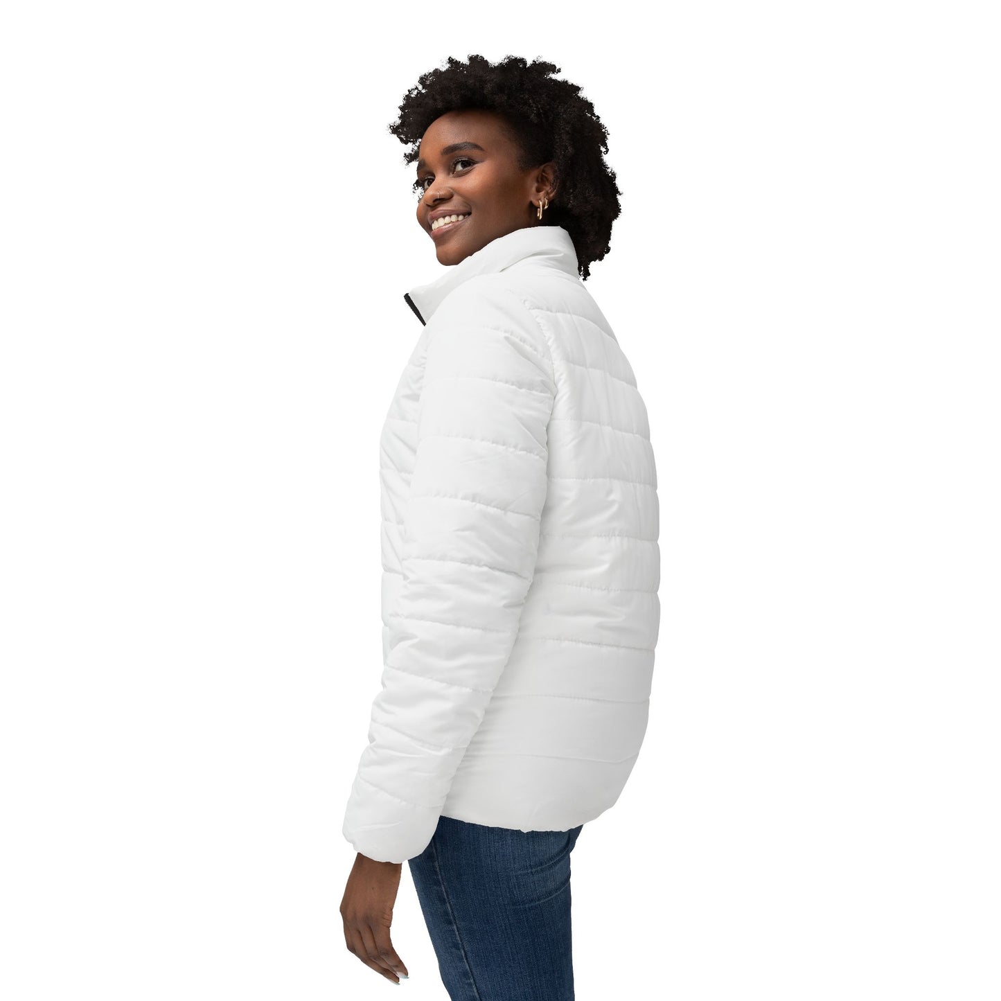 Obay White Women's Colorful Heart Puffer Jacket - Stylish Winter Coat