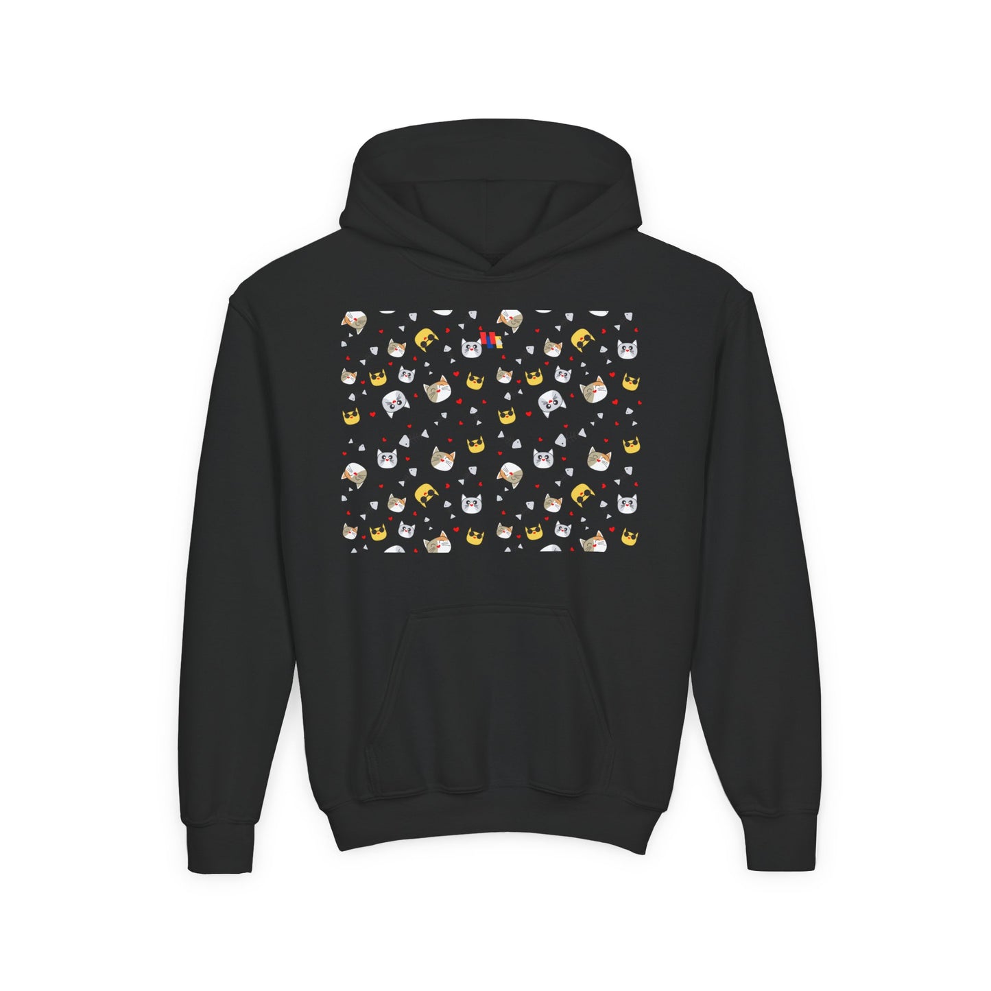 Adorable Cat Print Youth Hoodie - Perfect Gift for Young Cat Lovers!
