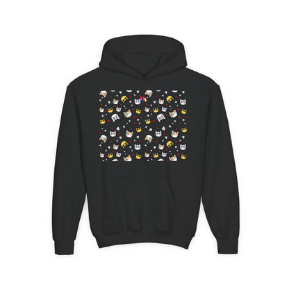 Adorable Cat Print Youth Hoodie - Perfect Gift for Young Cat Lovers!