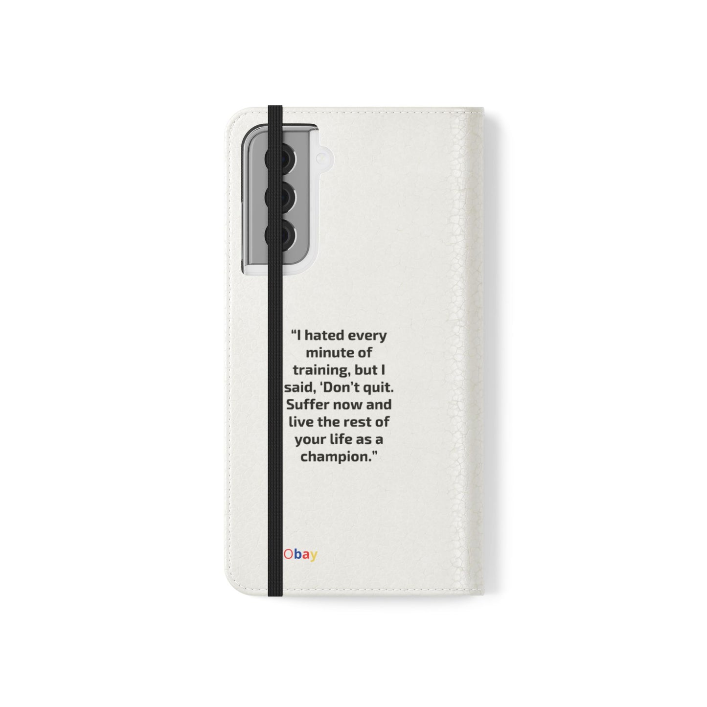 Champion's Motivational iPhone Flip Case | Inspirational Quote Phone Accessory for Fitness Enthusiasts