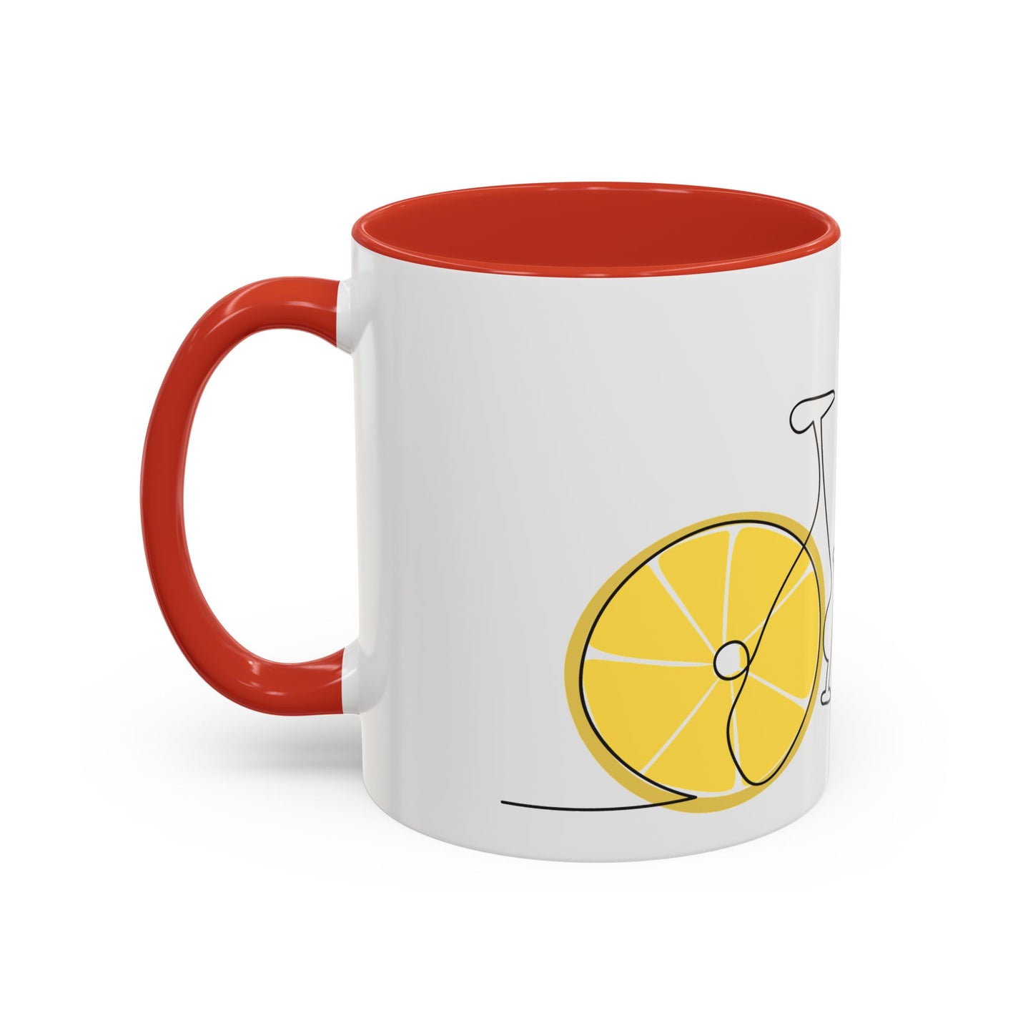 Lemon Bicycle Mug - Whimsical Coffee Cup with Black Handle